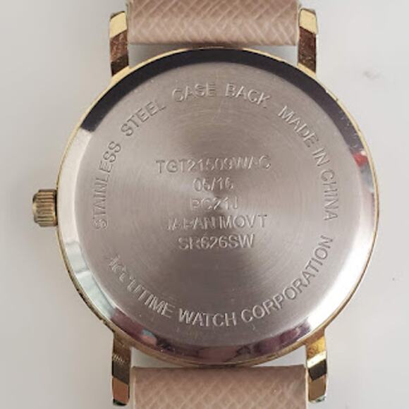 Accutime Women's 34mm Watch with Brown Band and Gold Tone Case - Picture 4 of 8